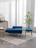 COOLMORE Velvet Accent Chair with Adjustable Armrests and Backrest, Button Tufted Lounge Chair, Single Recliner Armchair with Ottoman