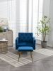 COOLMORE Velvet Accent Chair with Adjustable Armrests and Backrest, Button Tufted Lounge Chair, Single Recliner Armchair with Ottoman