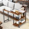 360¬∞ Free Rotating Sofa Side Table with Storage Shelves and Casters