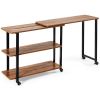 360¬∞ Free Rotating Sofa Side Table with Storage Shelves and Casters