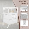 Nightstand with Charging Station, Side Table with Fabric Drawers and Open Shelf, Night Stand for Bedroom Decor