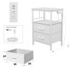 Nightstand with Charging Station, Side Table with Fabric Drawers and Open Shelf, Night Stand for Bedroom Decor