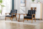 Accent Chairs Set of 2 with Side Table, Mid Century Modern Accent Chair, Wood and Fabric Armchairs Side Chair