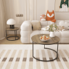 Nesting Coffee Table Set of 2, 27.6inch Round Coffee Table Industrial Wood Finish with Sturdy Metal Frame