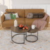 Nesting Coffee Table Set of 2, 27.6inch Round Coffee Table Industrial Wood Finish with Sturdy Metal Frame