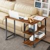 360¬∞ Free Rotating Sofa Side Table with Storage Shelves and Casters