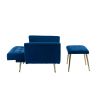 COOLMORE Velvet Accent Chair with Adjustable Armrests and Backrest, Button Tufted Lounge Chair, Single Recliner Armchair with Ottoman