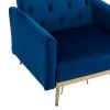 COOLMORE Velvet Accent Chair with Adjustable Armrests and Backrest, Button Tufted Lounge Chair, Single Recliner Armchair with Ottoman