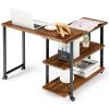 360¬∞ Free Rotating Sofa Side Table with Storage Shelves and Casters
