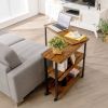 360¬∞ Free Rotating Sofa Side Table with Storage Shelves and Casters