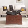 Farmhouse Coffee Table, Square Wood Center Table with Large Hidden Storage Compartment for Living Room