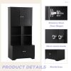 Tall and Wide Bathroom Floor Storage Cabinet, Bathroom Storage Unit, Freestanding Cabinet with 4 Doors, Adjustable Shelves, Open multi-layer Shelves