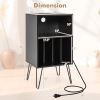Side Tables with Storage Shelf and Charging Station