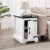 Farmhouse End table Nightstand Rectangular Farmhouse End Table with Barn Door and Adjustable Storage Shelf, Rustic Sofa Side Table for Living Room