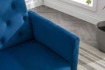 COOLMORE Velvet Accent Chair with Adjustable Armrests and Backrest, Button Tufted Lounge Chair, Single Recliner Armchair with Ottoman