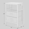 Nightstand with Charging Station, Side Table with Fabric Drawers and Open Shelf, Night Stand for Bedroom Decor