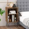 Side Tables with Storage Shelf and Charging Station