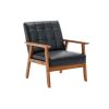 Accent Chairs Set of 2 with Side Table, Mid Century Modern Accent Chair, Wood and Fabric Armchairs Side Chair