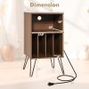 Side Tables with Storage Shelf and Charging Station