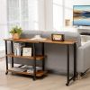 360¬∞ Free Rotating Sofa Side Table with Storage Shelves and Casters