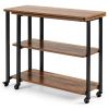 360¬∞ Free Rotating Sofa Side Table with Storage Shelves and Casters