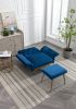 COOLMORE Velvet Accent Chair with Adjustable Armrests and Backrest, Button Tufted Lounge Chair, Single Recliner Armchair with Ottoman