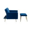 COOLMORE Velvet Accent Chair with Adjustable Armrests and Backrest, Button Tufted Lounge Chair, Single Recliner Armchair with Ottoman