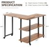360¬∞ Free Rotating Sofa Side Table with Storage Shelves and Casters