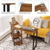 360¬∞ Free Rotating Sofa Side Table with Storage Shelves and Casters